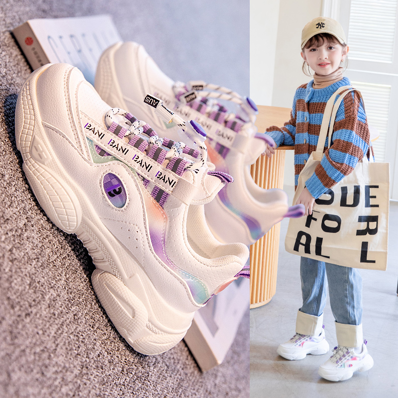 女童運動鞋子秋冬季2021新款兒童二棉